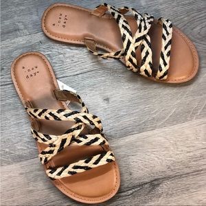 A New Day Women's Tan and Black Strappy Sandals